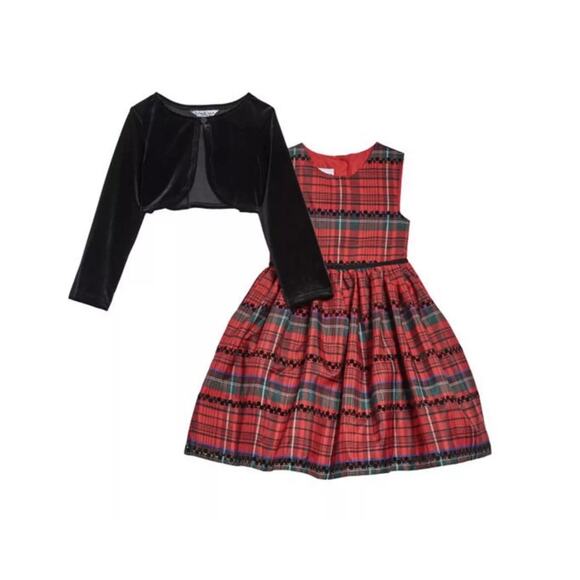Pippa & Julie Other - Pippa & Julie baby Plaid Taffeta
Dress & Velvet Jacket Set 3-6 months